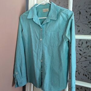 Teal women's button down shirt